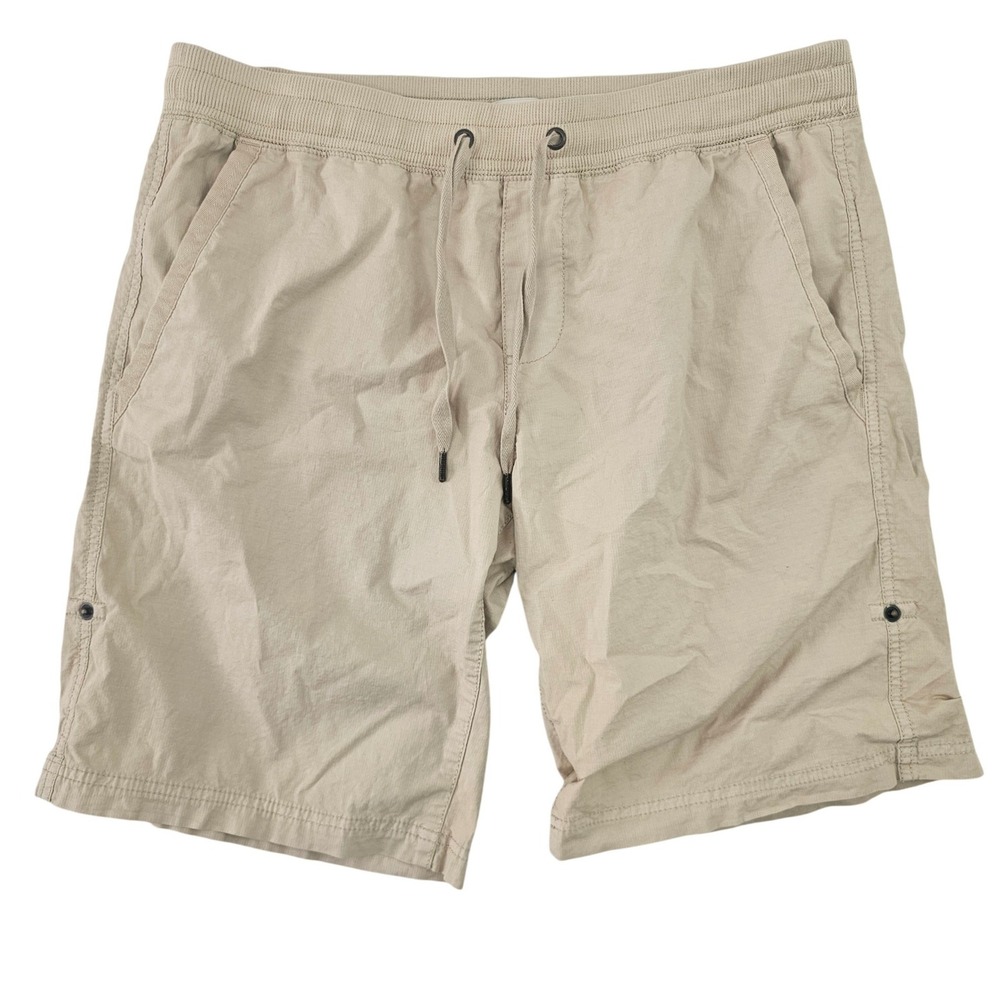 LL Bean Mens Lakewashed Linen Cotton Blend Shorts Khaki Tan Medium Drawstring‎